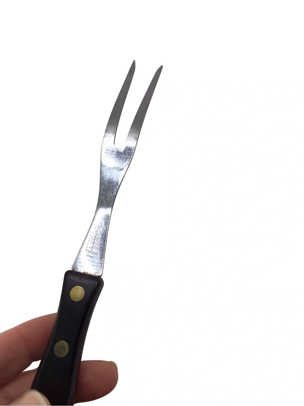 Vintage Stanley Meat Carving Fork Stainless Steel Black Handle USA Utensil